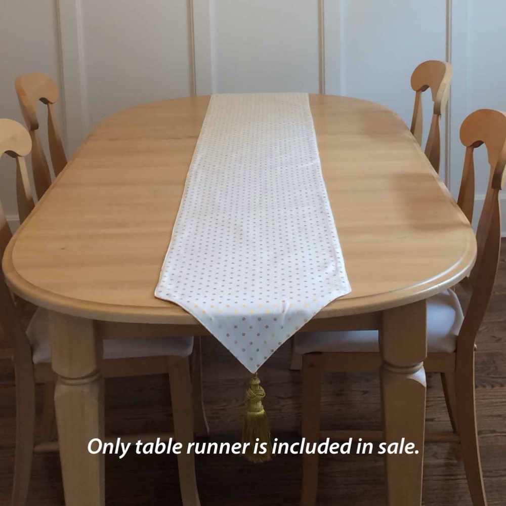 Gold dotted white table runner